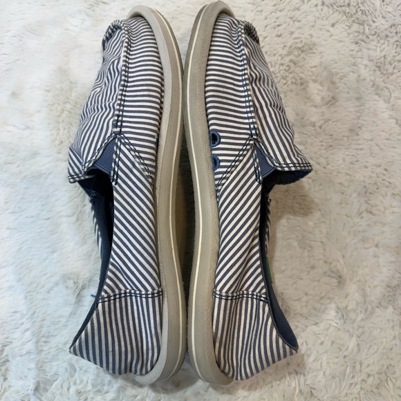 Sanuk Donna Polo blue & white striped sidewalk surfer slip-ons size 8 - Picture 6 of 8